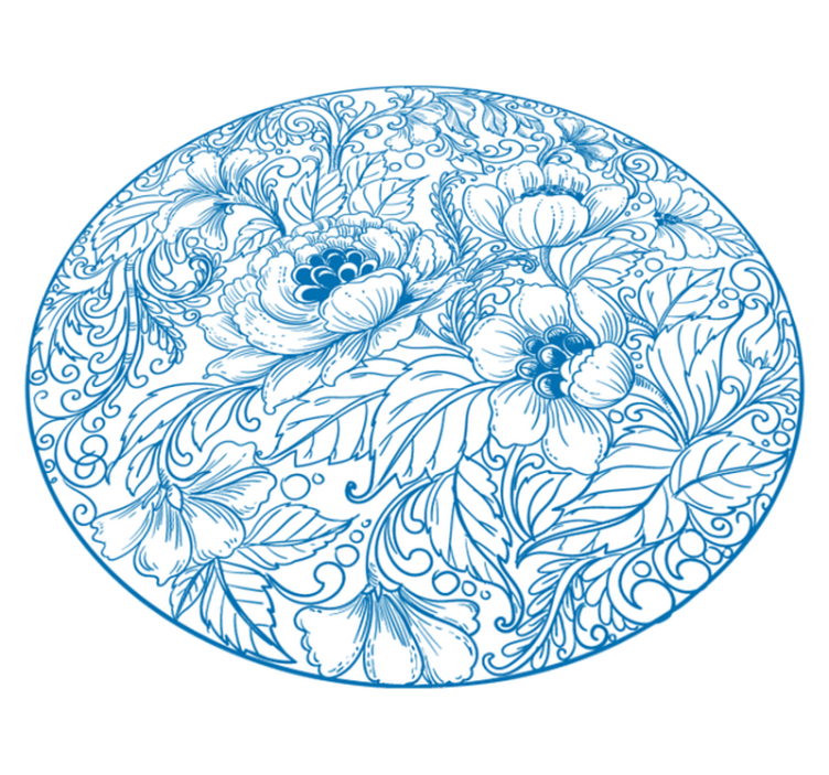 Vinyl tapijt bloemen en planten rond bloemenpatroon - TenStickers