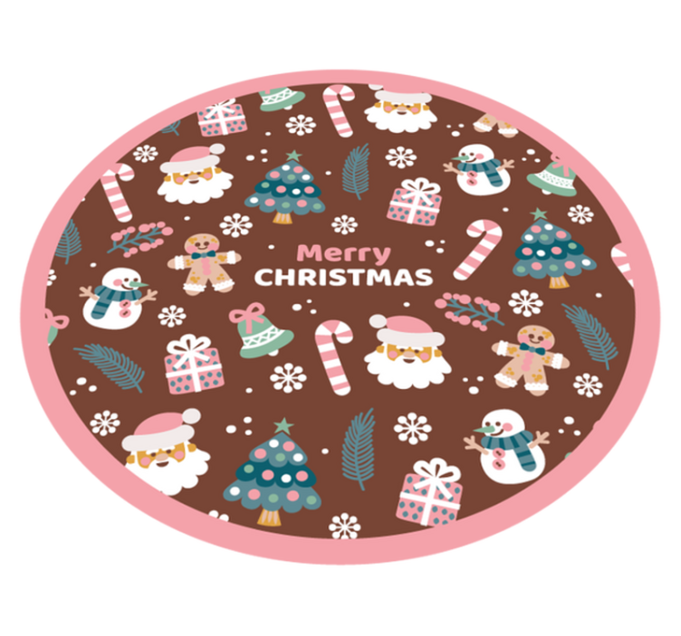 Feestelijke ronde cirkel vinyl tapijt kerstmis - TenStickers