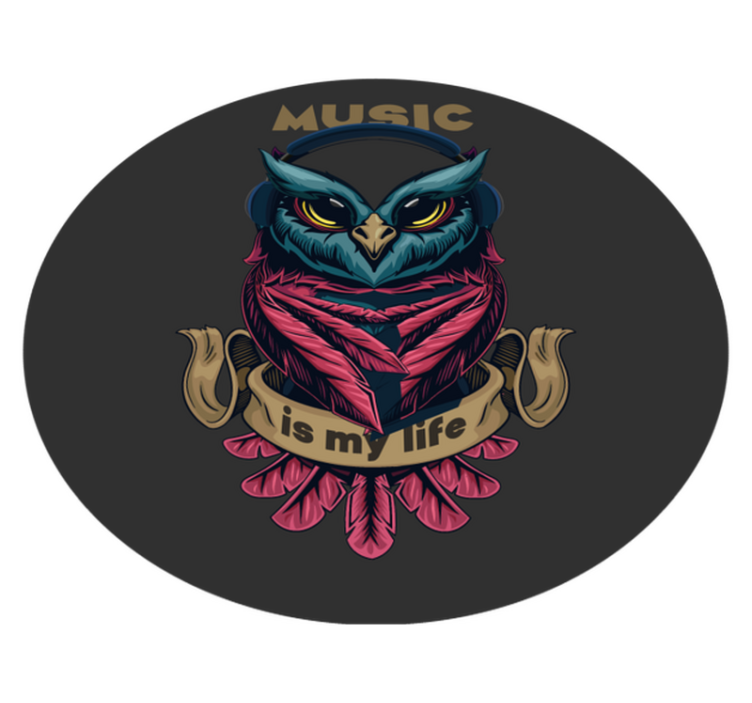 Uil muziek embleem vinyl tapijt tiener - TenStickers