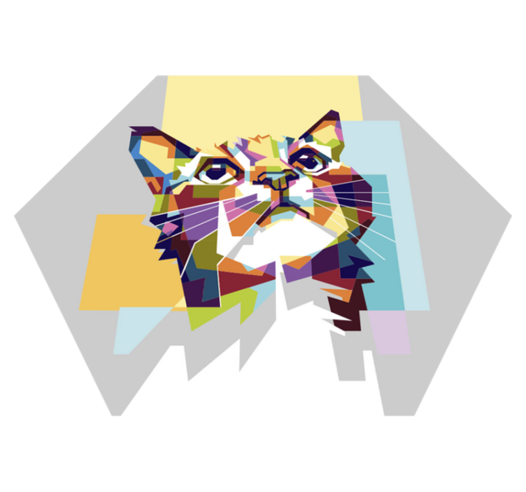 Geometrische kat vinyl tapijt geometrisch - TenStickers