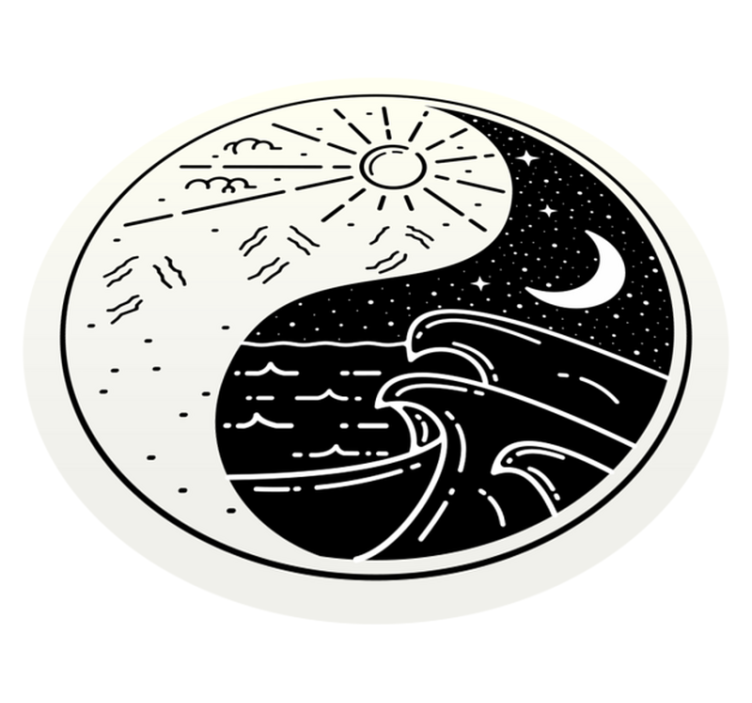 Moderne vinyl vloerkleed Yin yang zon en maan - TenStickers