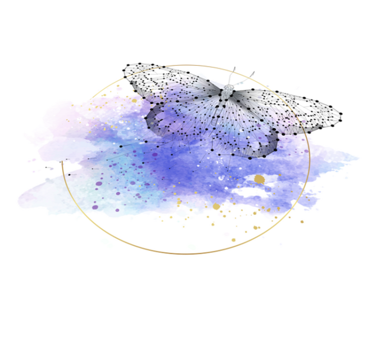 Vlinder aquarel vinyl tapijt bloemen en planten - TenStickers