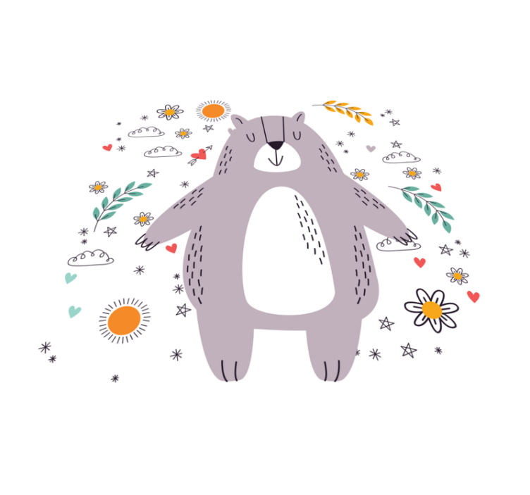 Grillige beer illustratie vinyl tapijt kind - TenStickers