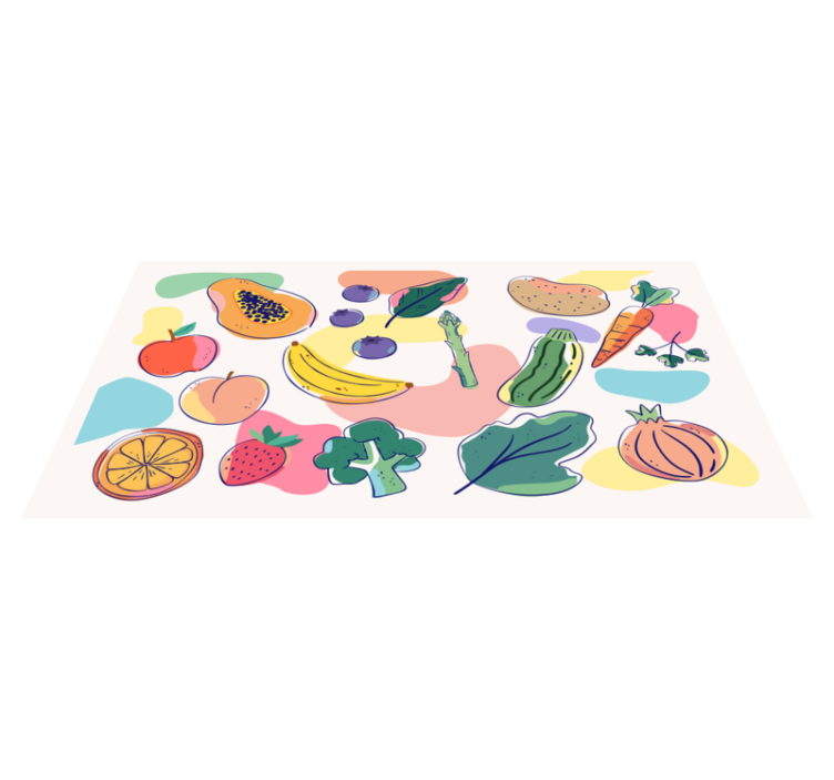 Kleurrijke fruitillustratie vinyl vloerkleed keuken - TenStickers