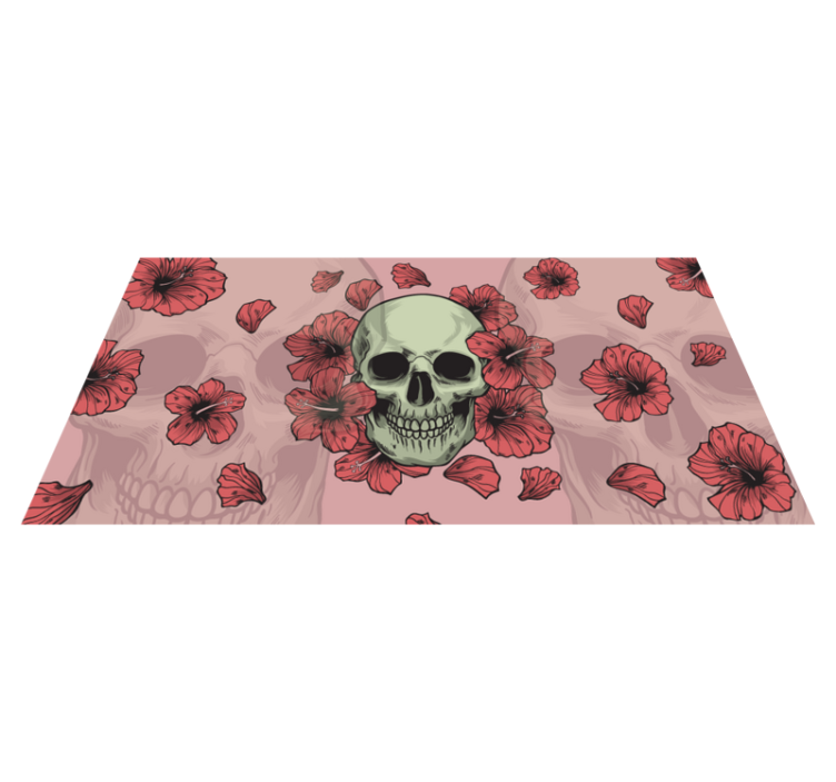 Schedel met bloemen vinyl tapijt Halloween - TenStickers