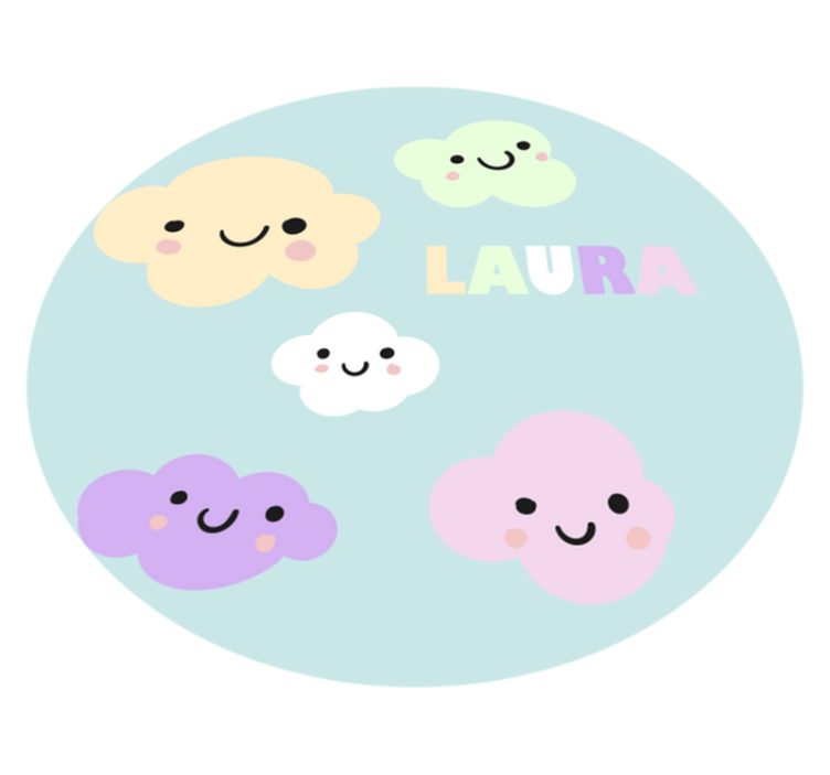 Aanpasbare wolken vinyl tapijt met naam - TenStickers