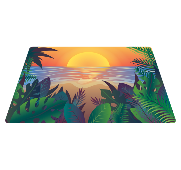 Tropische zonsondergang vinyl tapijt natuur - TenStickers