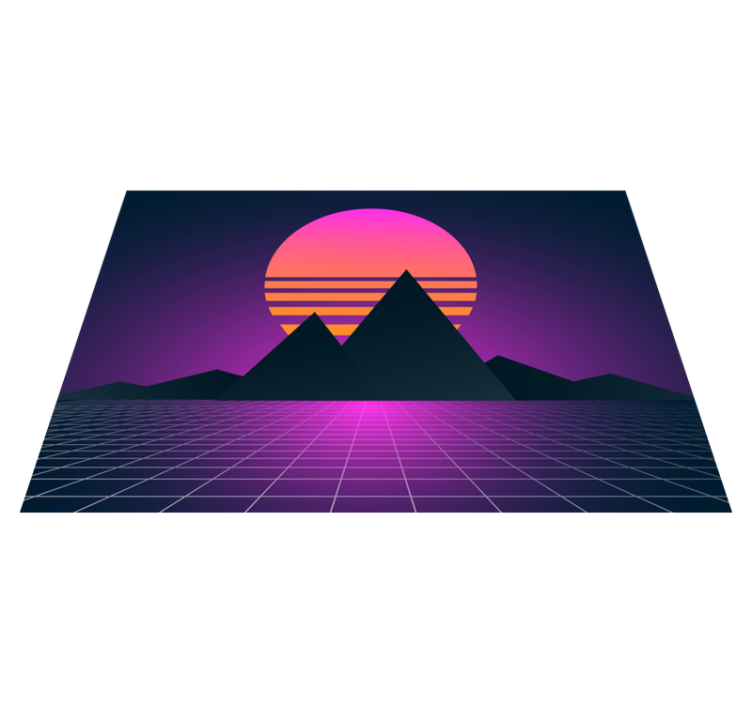 Retro zonsondergang geometrie vinyl tapijt antiek - TenStickers