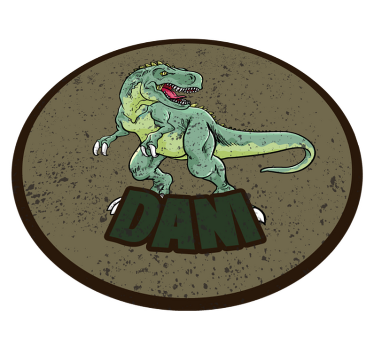 Groene achtergrond dino met naam vinyl vloerkleed - TenStickers