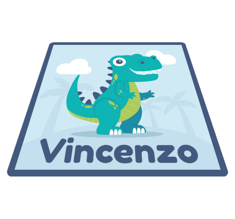 Vinyl vloerkleed groene dinosaurus met naam - TenStickers