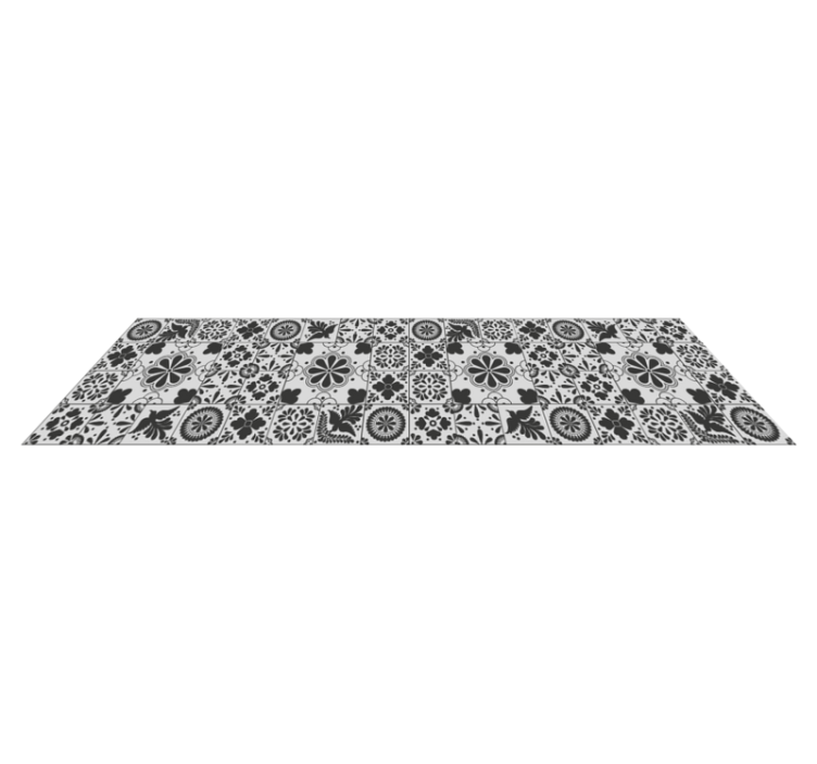 Monochrome bloemen vinyl tapijt tegels - TenStickers