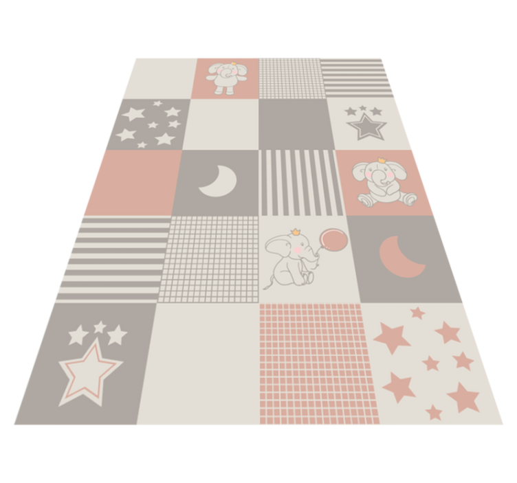 Patchwork olifantenspeeltuin vinyl tapijt kind - TenStickers