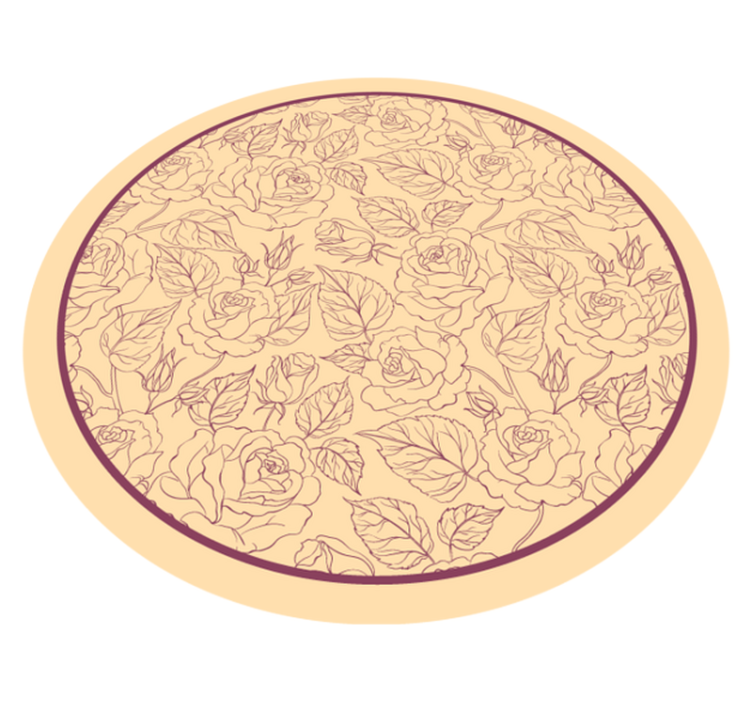 Rozenpatroon rond vinyl tapijt bloemen en planten - TenStickers