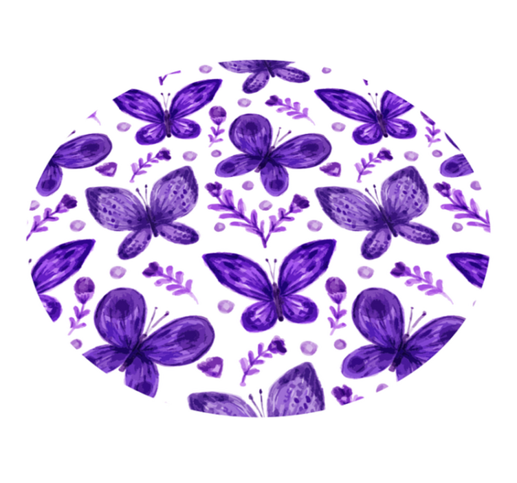 Vlinder cirkelpatroon vinyl tapijt bloemen en planten - TenStickers
