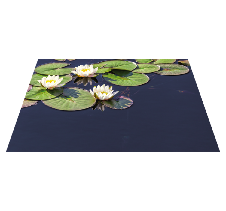 Waterlelie embleem vinyl tapijt bloemen en planten - TenStickers