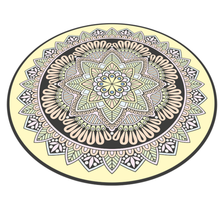 Complex cirkelvormig motief vinyl tapijt mandala - TenStickers
