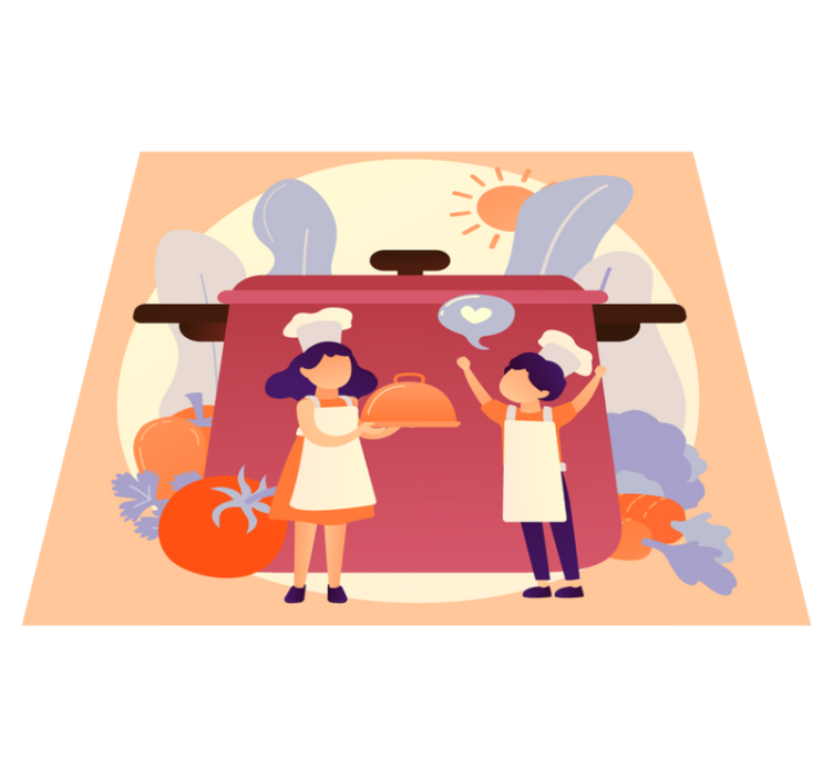 Culinaire karakters vinyl tapijt kind - TenStickers