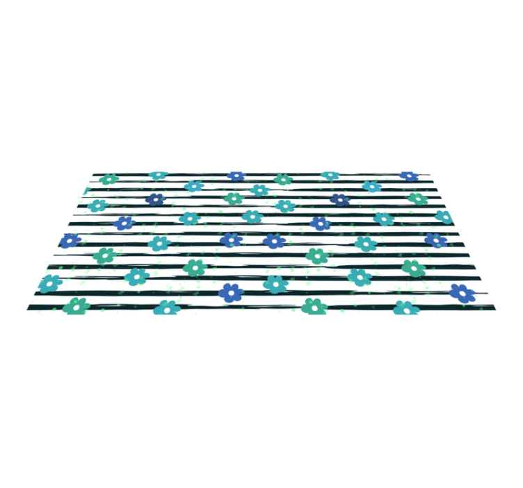 Bloemig gestreept ontwerp vinyl vloerkleed keuken - TenStickers