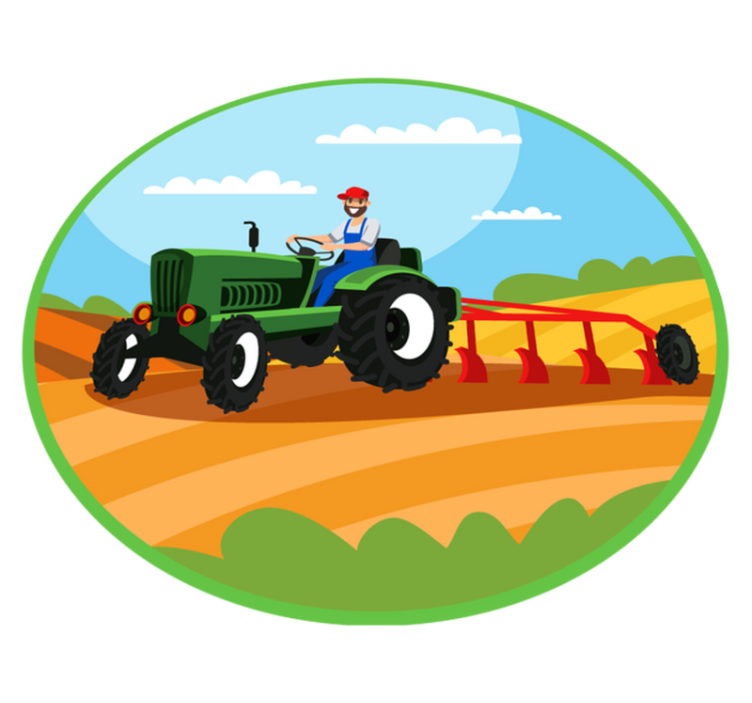 Landbouwtractor scène vinyl tapijt kind - TenStickers