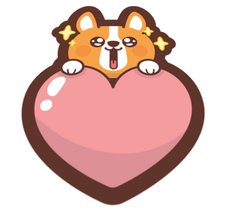 Corgi hart illustratie vinyl tapijt voor meer kinderen - TenStickers