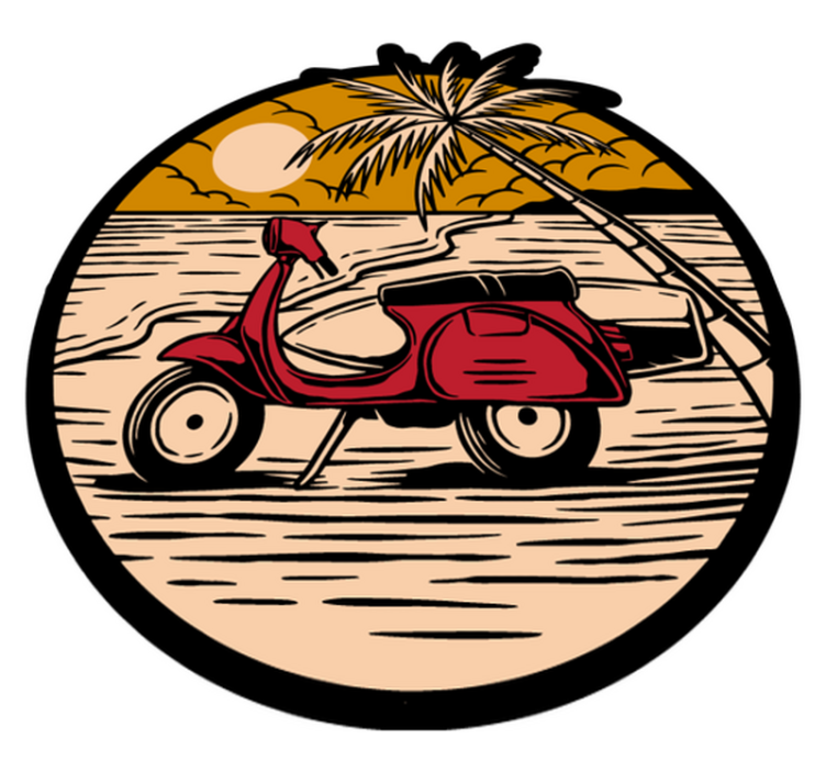 Tropische scooter scene vinyl tapijt voor meer kinderen - TenStickers