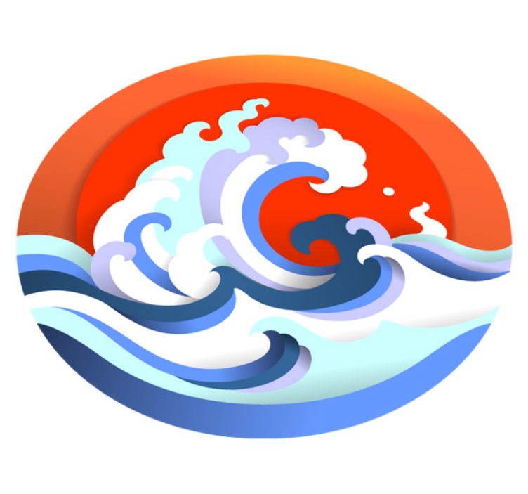Oceanische golfcirkel vinyl tapijt natuur - TenStickers