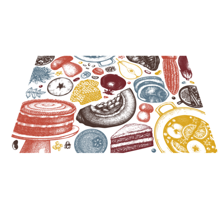 Culinaire illustraties vinyl vloerkleed keuken - TenStickers