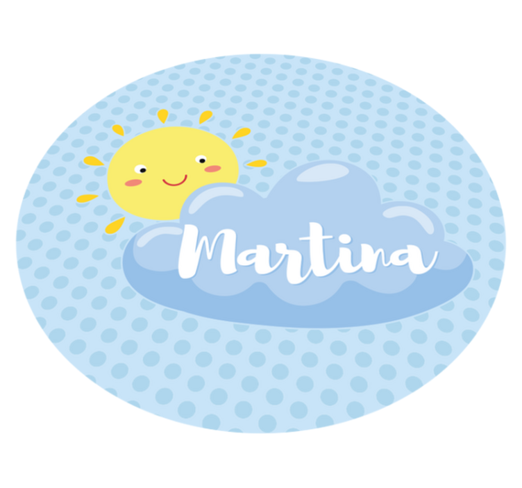 Zon en wolk met naam vinyl tapijt voor meer kinderen - TenStickers