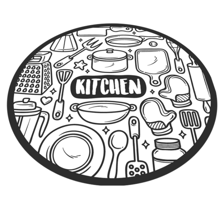 Essentiële grafische afbeeldingen vinyl vloerkleed rond - TenStickers