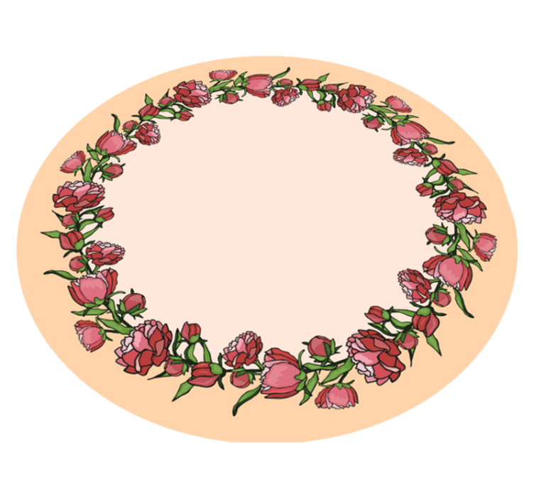 Bloemig cirkelvormig accent vinyl tapijt bloemen en planten - TenStickers