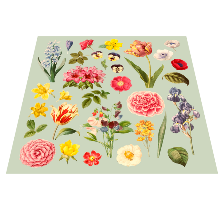 Vinyl tapijt bloemen en planten botanische collectie - TenStickers