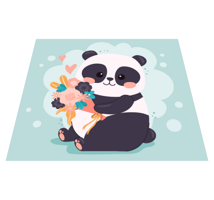 Panda met bloemen vinyl tapijt kind - TenStickers
