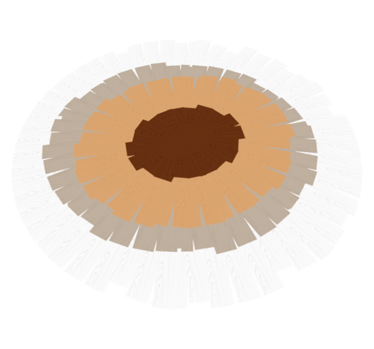 Cirkelvormig stamontwerp vinyl tapijt met houtstructuur - TenStickers