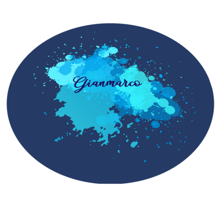 Spetterend blauw met naam vinyl tapijt tiener - TenStickers