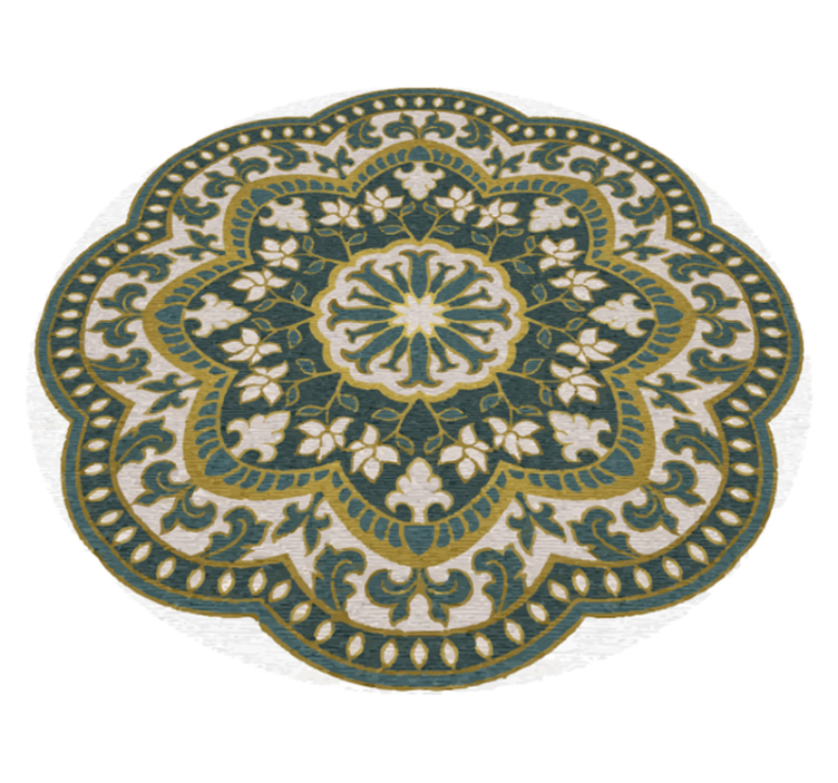 Cirkelvormig groen bloemenmotief vinyl tapijt mandala - TenStickers