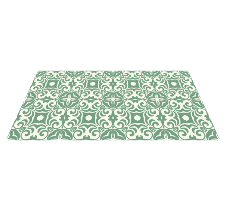 Elegant groen patroon vinyl tapijt woonkamer - TenStickers