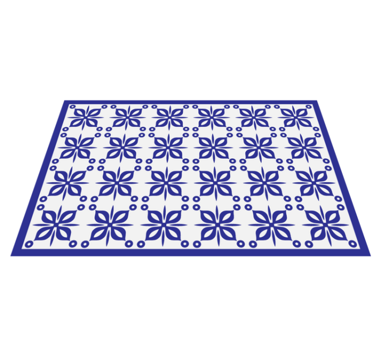 Blauw bloemenelement vinyl tapijt tegels - TenStickers