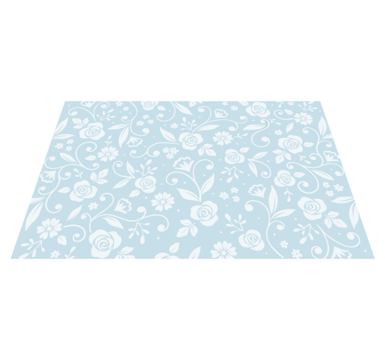 Bloemenpatroon blauw vinyl tapijt bloemen en planten - TenStickers