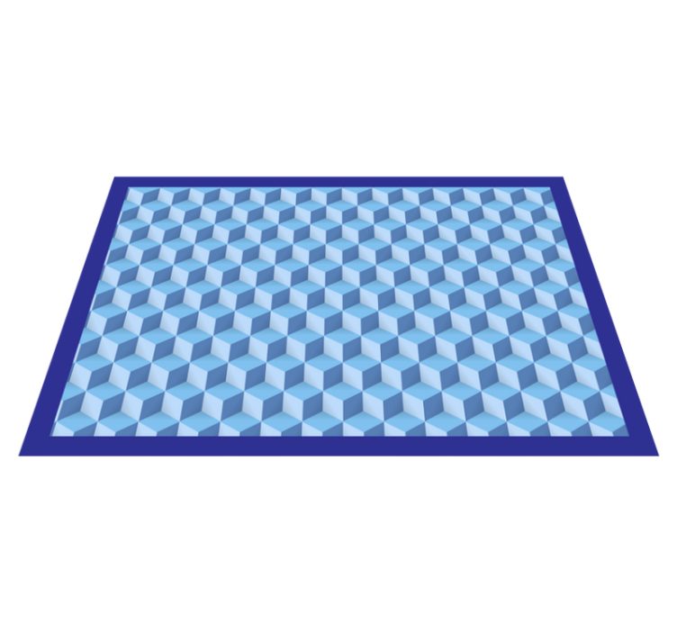3d kubiek blauw vinyl tapijt geometrisch - TenStickers
