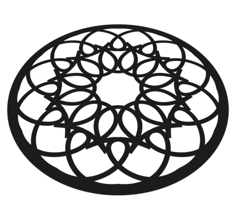 Ingewikkeld zwart patroon vinyl tapijt mandala - TenStickers