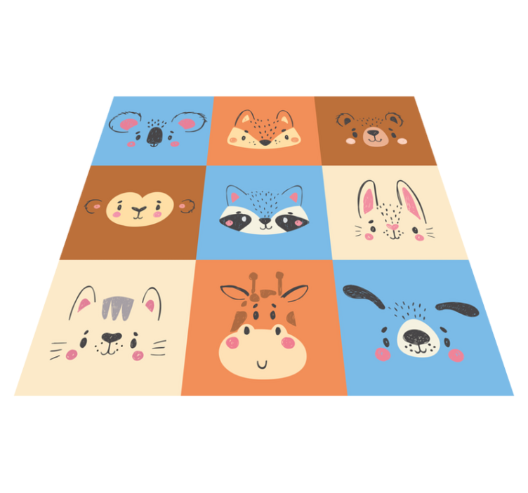Vinyl tapijt voor meer kinderen met baby dieren tegels - TenStickers