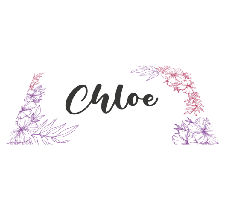 Bloemen aangepaste naam vinyl tapijt tiener - TenStickers