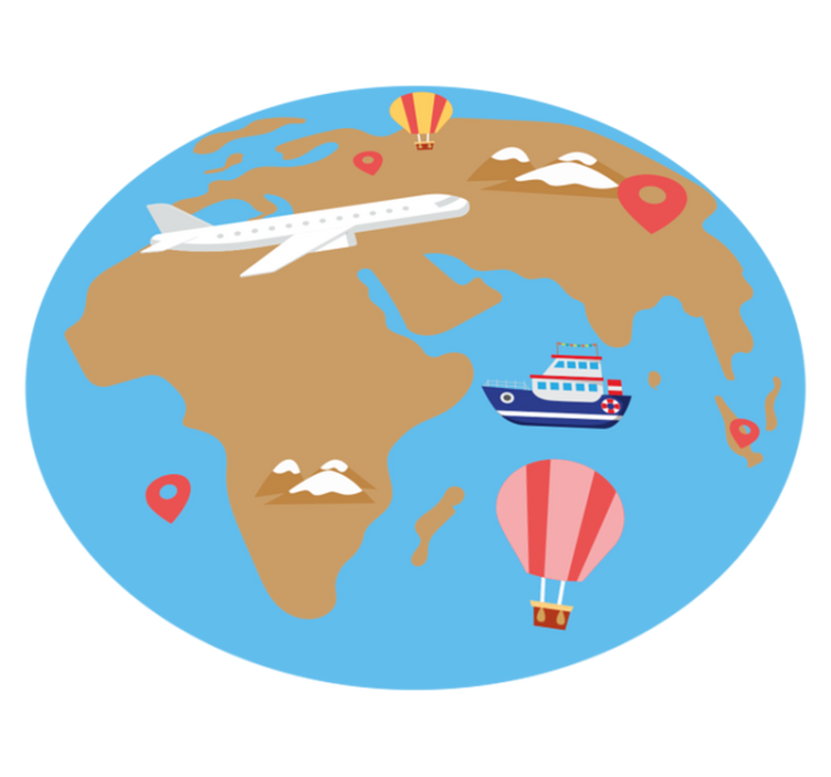 Reis geïnspireerd avontuur vinyl tapijt wereldkaart - TenStickers