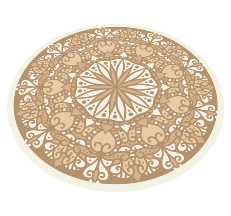 Beige stijlvol cirkelvormig ontwerp vinyl tapijt mandala - TenStickers