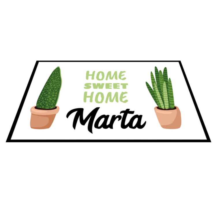 Vinyl tapijt met naam sweet home met planten - TenStickers