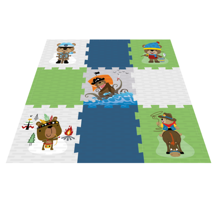 Schattig berenavontuur vinyl tapijt voor meer kinderen - TenStickers