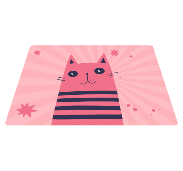 Roze kat illustratie vinyl tapijt kind - TenStickers