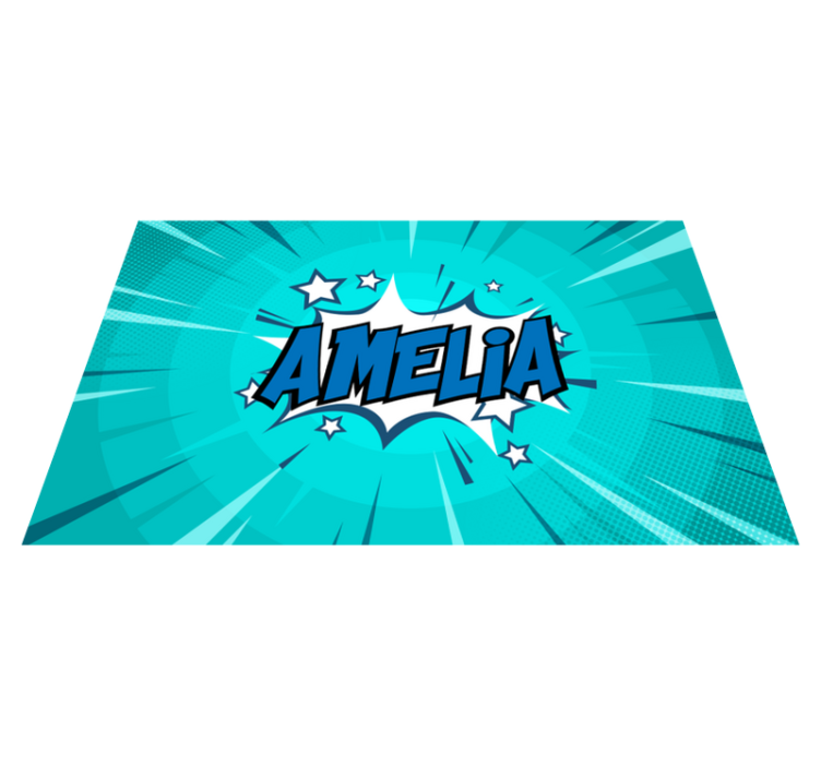 Naam in stripstijl vinyl tapijt tiener - TenStickers