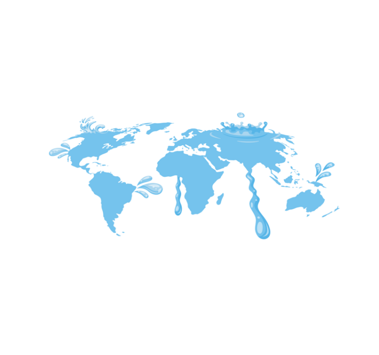 Blauw waterontwerp vinyl tapijt wereldkaart - TenStickers