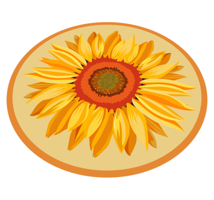 Zonnebloem rond vinyl tapijt bloemen en planten - TenStickers
